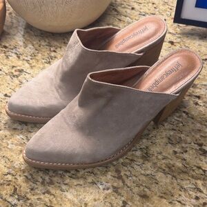 Jeffrey Campbell Taupe Suede Mules